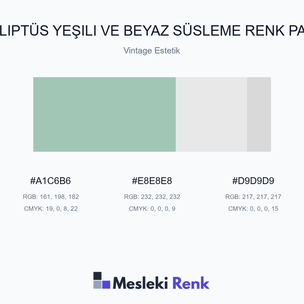 Okaliptüs Yeşili ve Beyaz Süsleme Vintage Estetik Renk Paleti