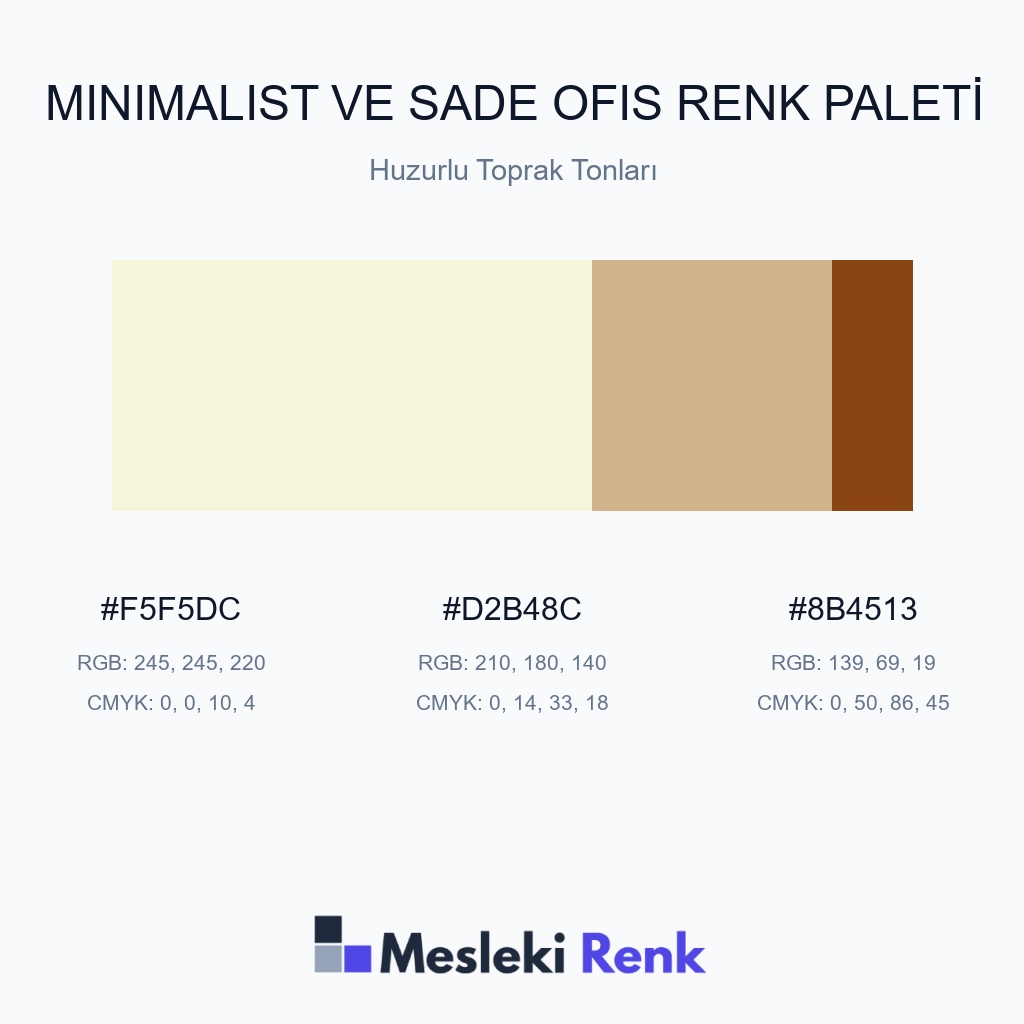 Minimalist ve Sade Ofis Huzurlu Toprak Tonları Renk Paleti