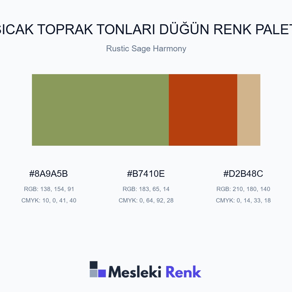 Sıcak Toprak Tonları Düğün Rustic Sage Harmony Renk Paleti