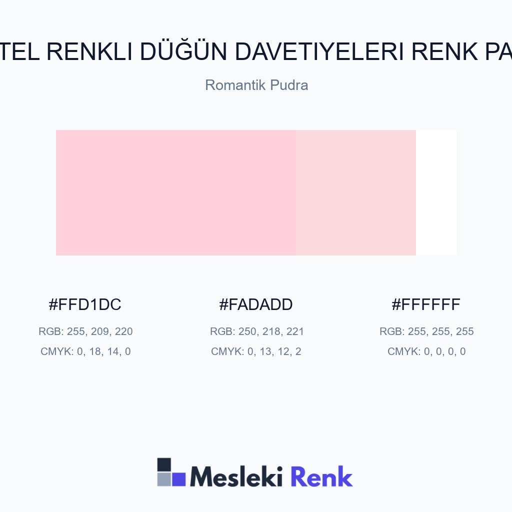 Pastel Renkli Düğün Davetiyeleri Romantik Pudra Renk Paleti