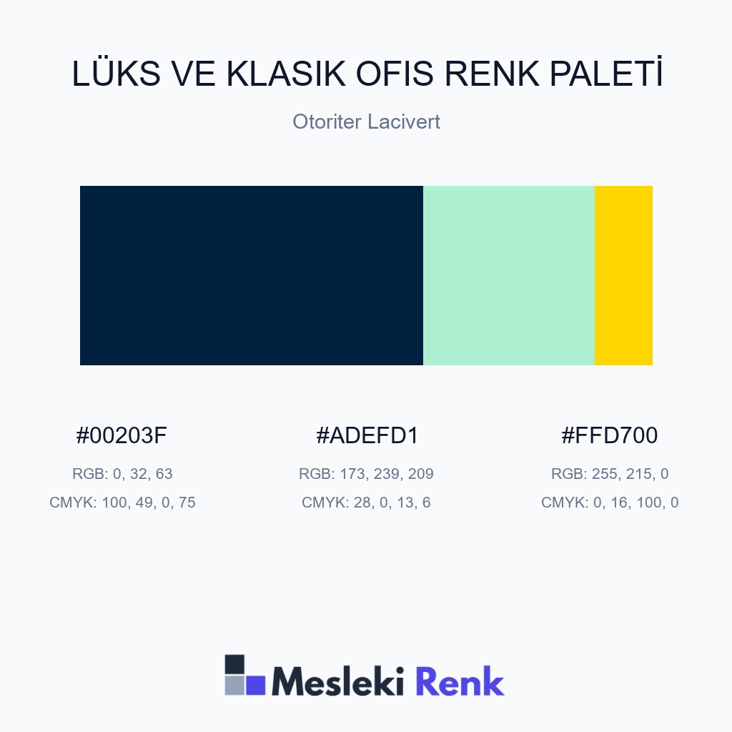 Lüks ve Klasik Ofis Otoriter Lacivert Renk Paleti
