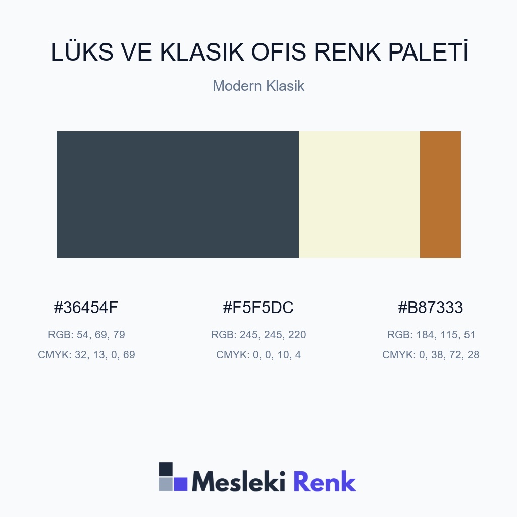 Lüks ve Klasik Ofis Modern Klasik Renk Paleti