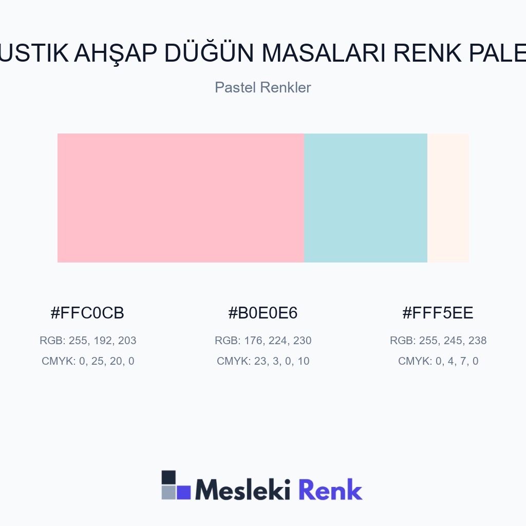 Rustik Ahşap Düğün Masaları Pastel Renkler Renk Paleti