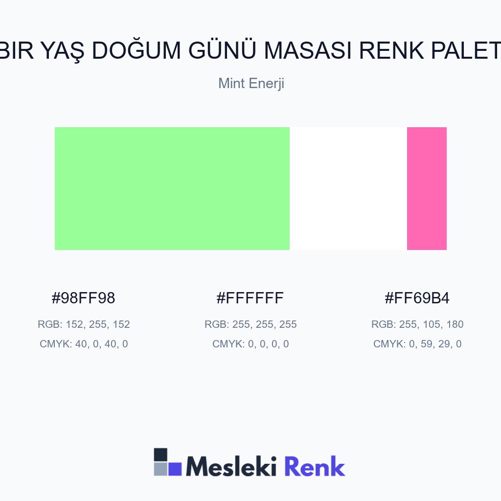 Bir Yaş Doğum Günü Masası Mint Enerji Renk Paleti