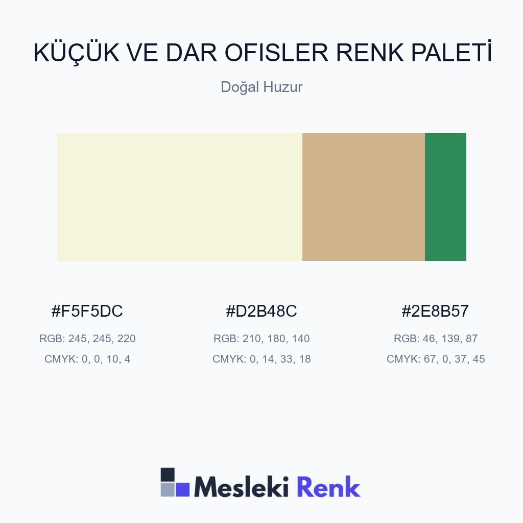 Küçük ve Dar Ofisler Doğal Huzur Renk Paleti