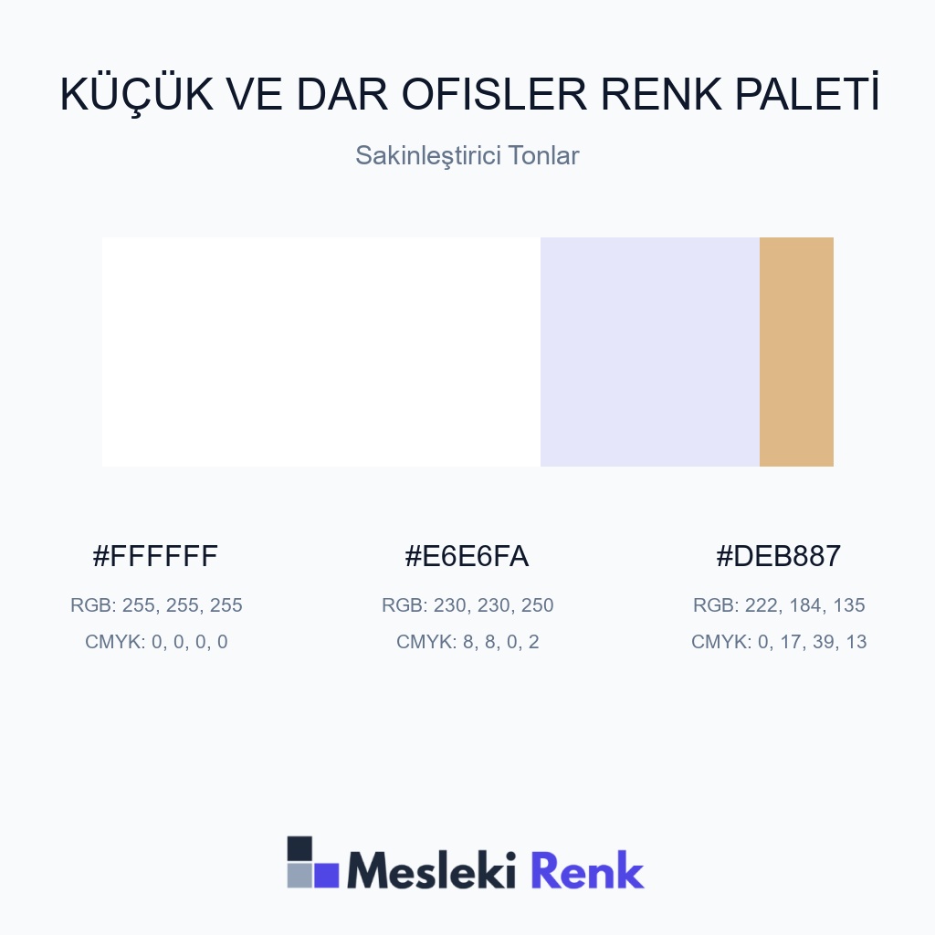 Küçük ve Dar Ofisler Sakinleştirici Tonlar Renk Paleti