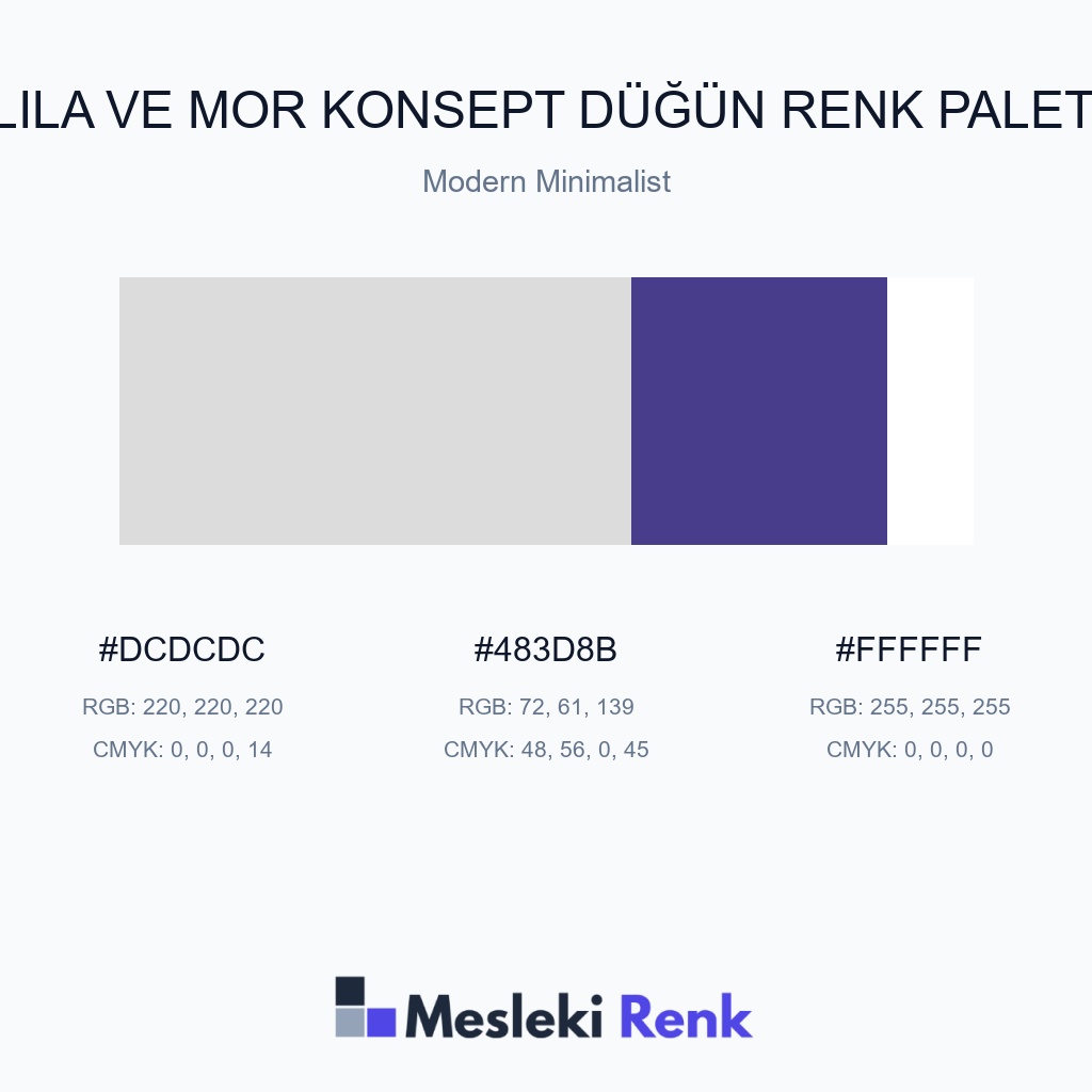 Lila ve Mor Konsept Düğün Modern Minimalist Renk Paleti