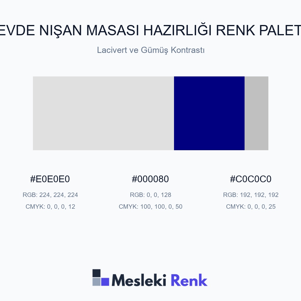 Evde Nişan Masası Hazırlığı Lacivert ve Gümüş Kontrastı Renk Paleti