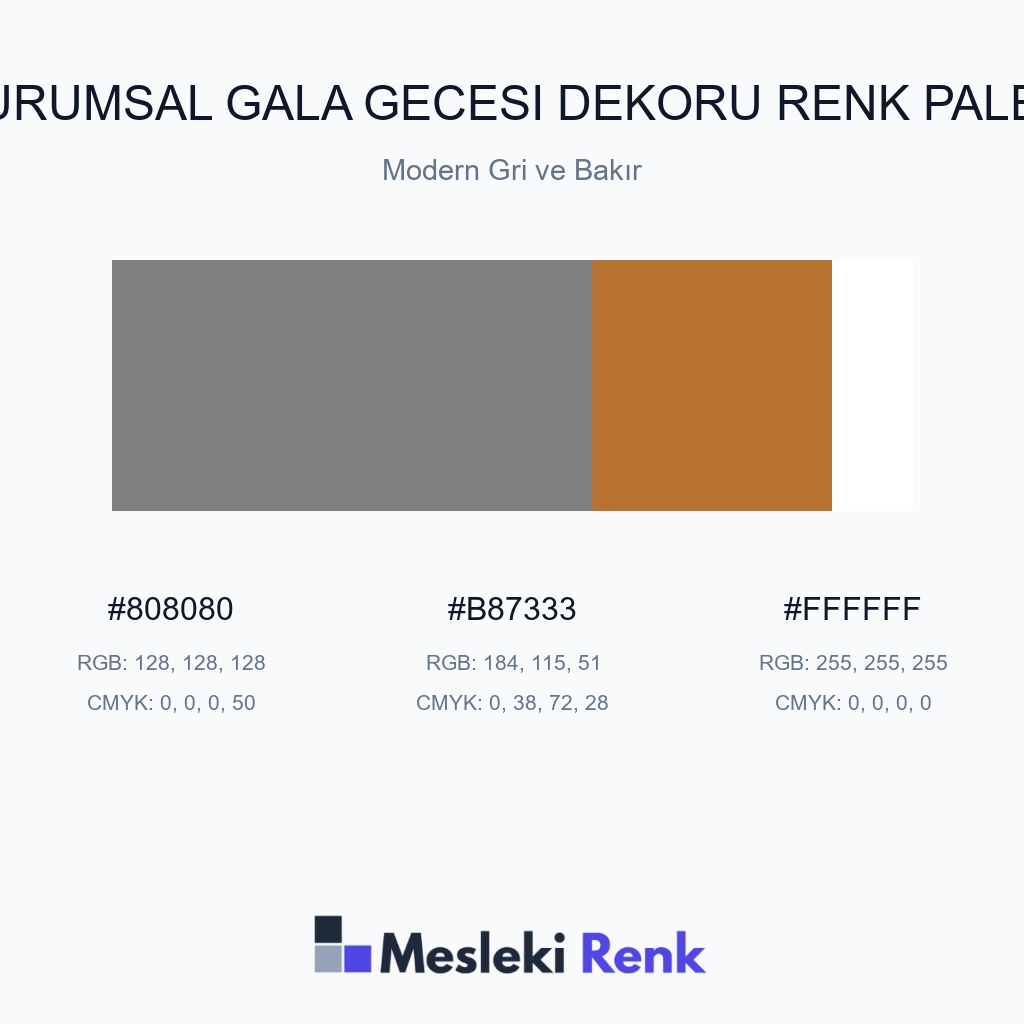 Kurumsal Gala Gecesi Dekoru Modern Gri ve Bakır Renk Paleti