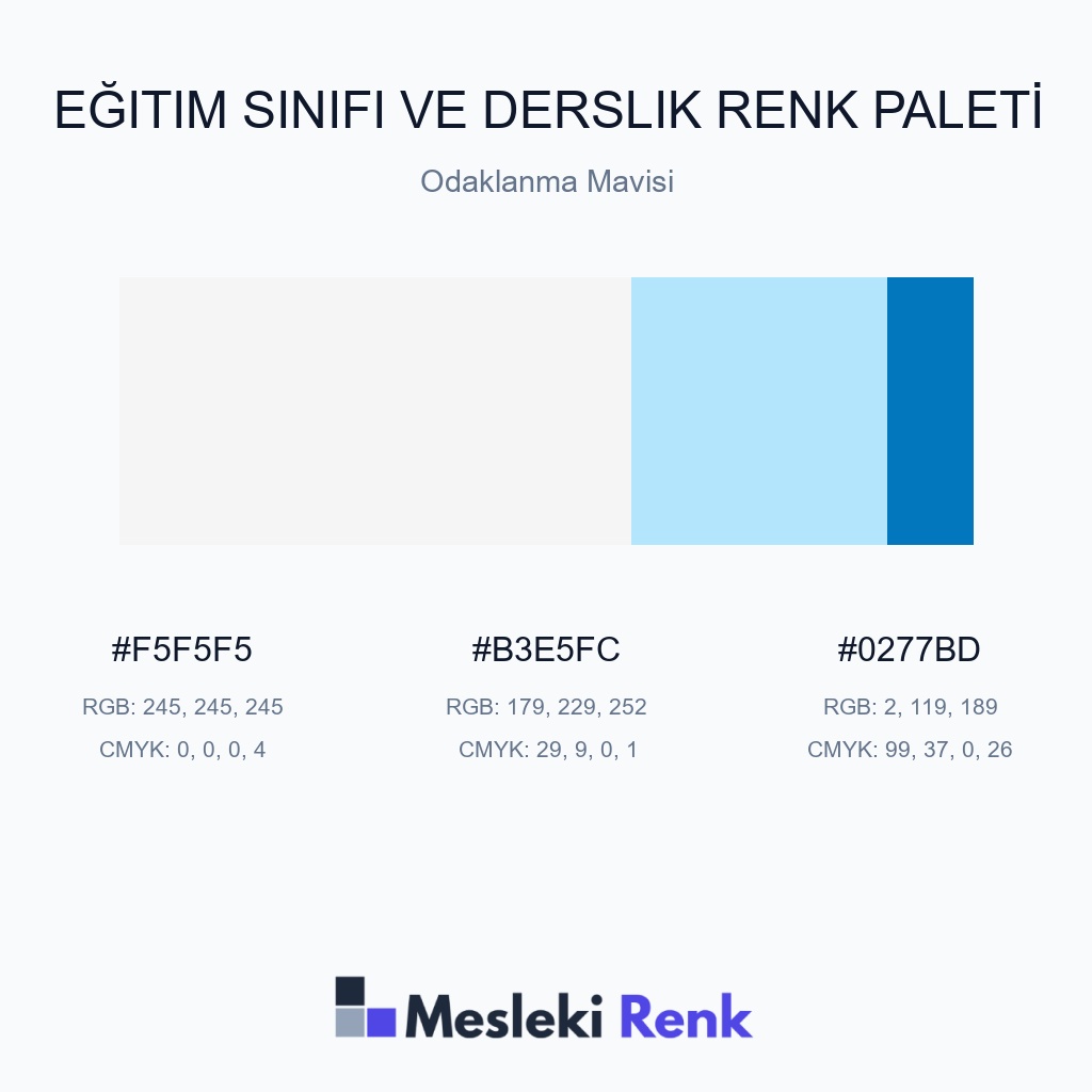 Eğitim Sınıfı ve Derslik Odaklanma Mavisi Renk Paleti