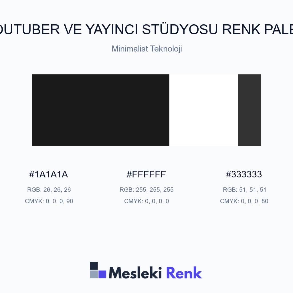 YouTuber ve Yayıncı Stüdyosu Minimalist Teknoloji Renk Paleti