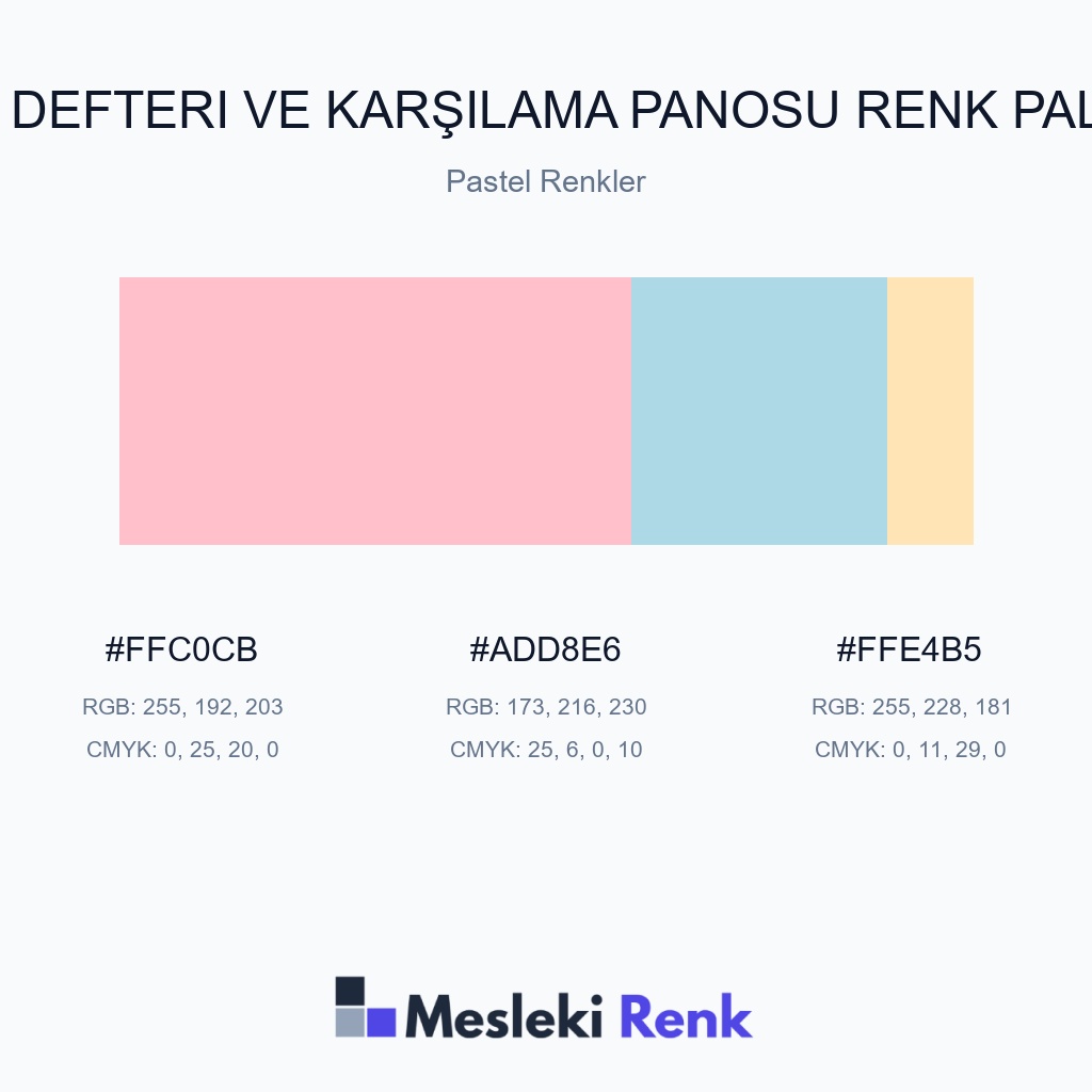 Anı Defteri ve Karşılama Panosu Pastel Renkler Renk Paleti