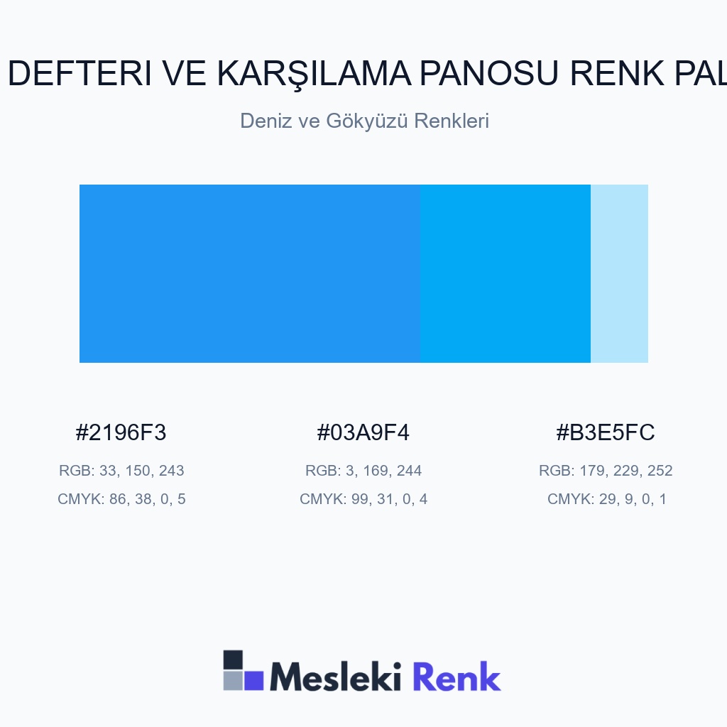 Anı Defteri ve Karşılama Panosu Deniz ve Gökyüzü Renkleri Renk Paleti