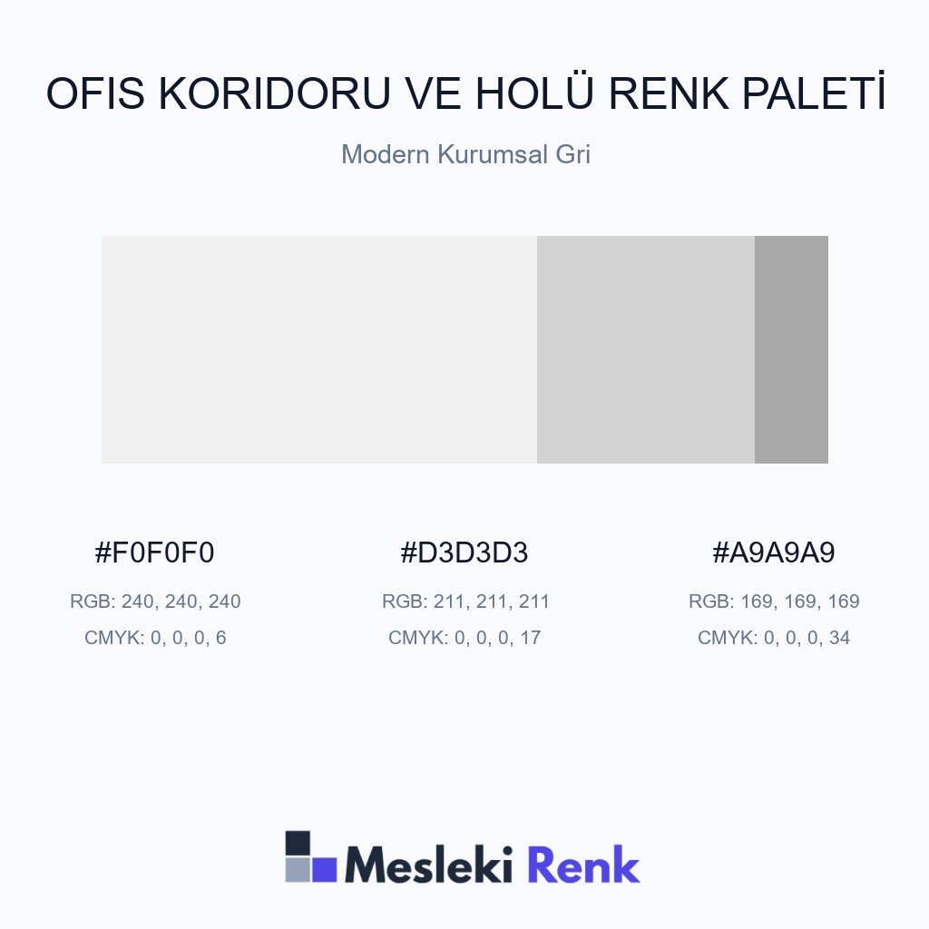 Ofis Koridoru ve Holü Modern Kurumsal Gri Renk Paleti