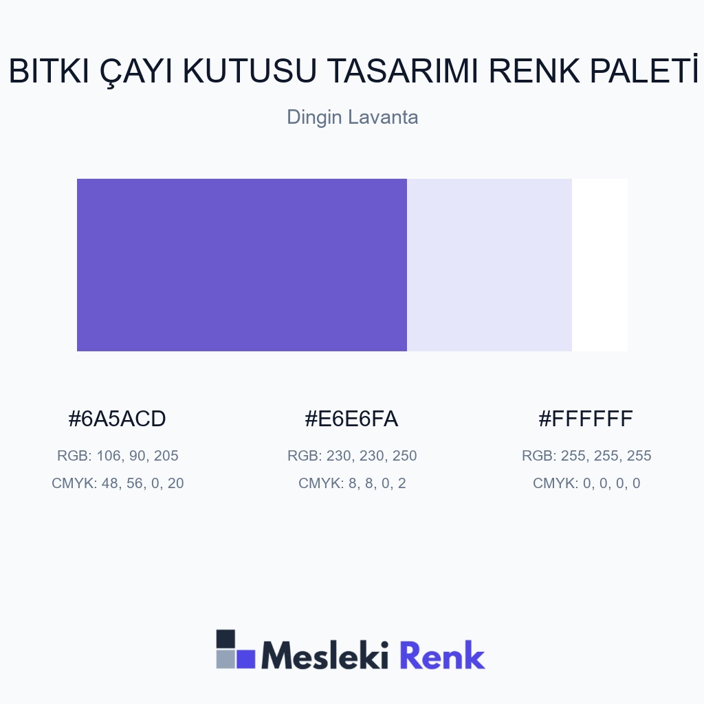 Bitki Çayı Kutusu Tasarımı Dingin Lavanta Renk Paleti