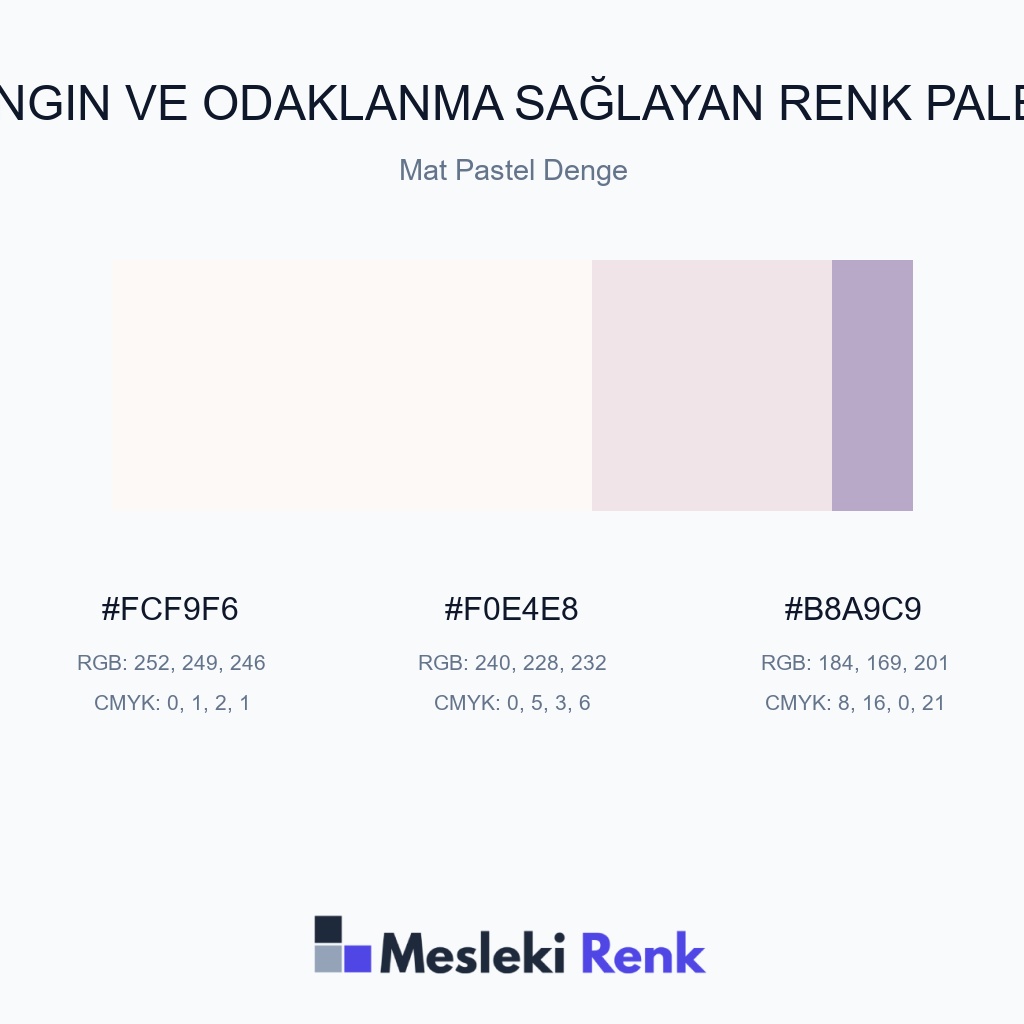 Dingin ve Odaklanma Sağlayan Mat Pastel Denge Renk Paleti
