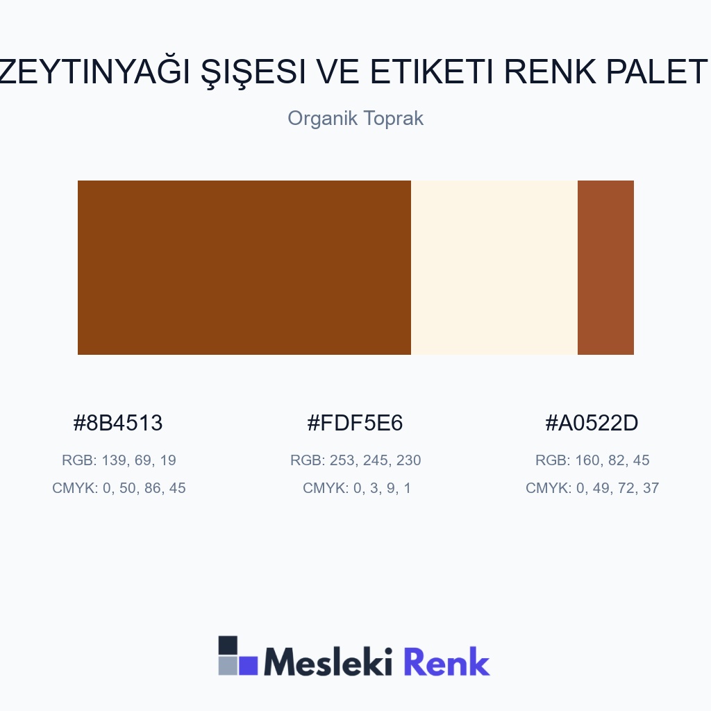 Zeytinyağı Şişesi ve Etiketi Organik Toprak Renk Paleti