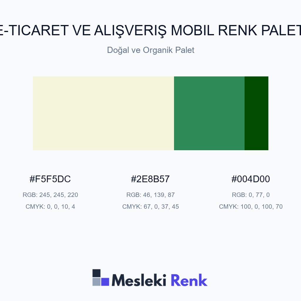 E-Ticaret ve Alışveriş Mobil Doğal ve Organik Palet Renk Paleti