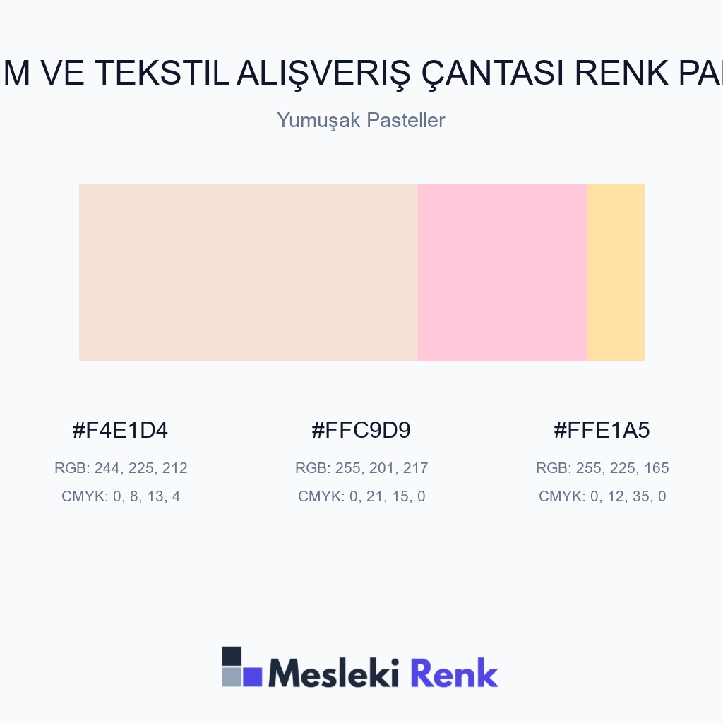 Giyim ve Tekstil Alışveriş Çantası Yumuşak Pasteller Renk Paleti