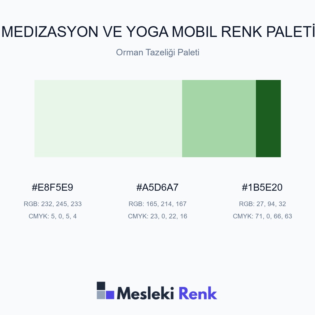 Medizasyon ve Yoga Mobil Orman Tazeliği Paleti Renk Paleti