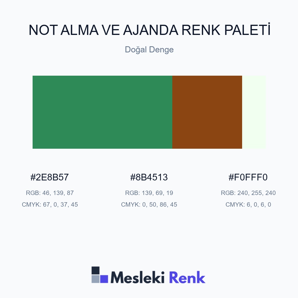 Not Alma ve Ajanda Doğal Denge Renk Paleti