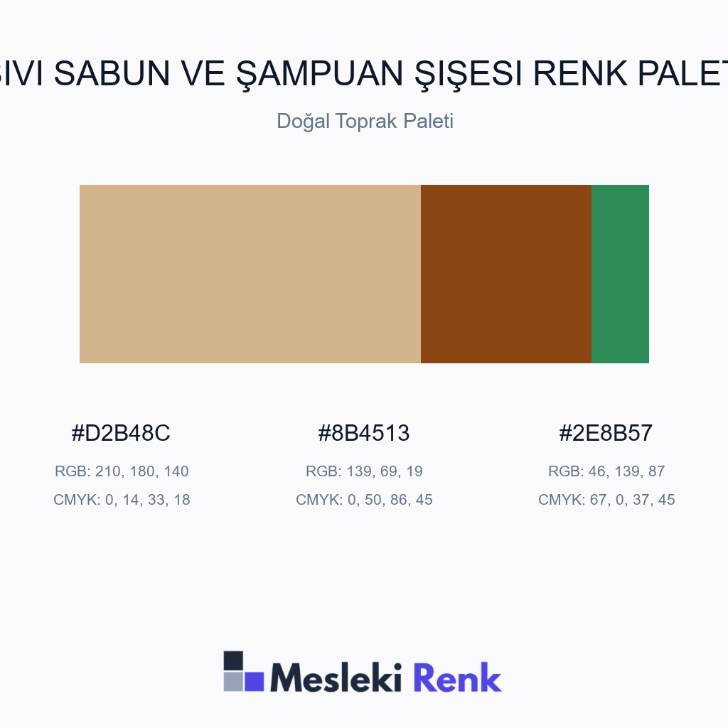 Sıvı Sabun ve Şampuan Şişesi Doğal Toprak Paleti Renk Paleti