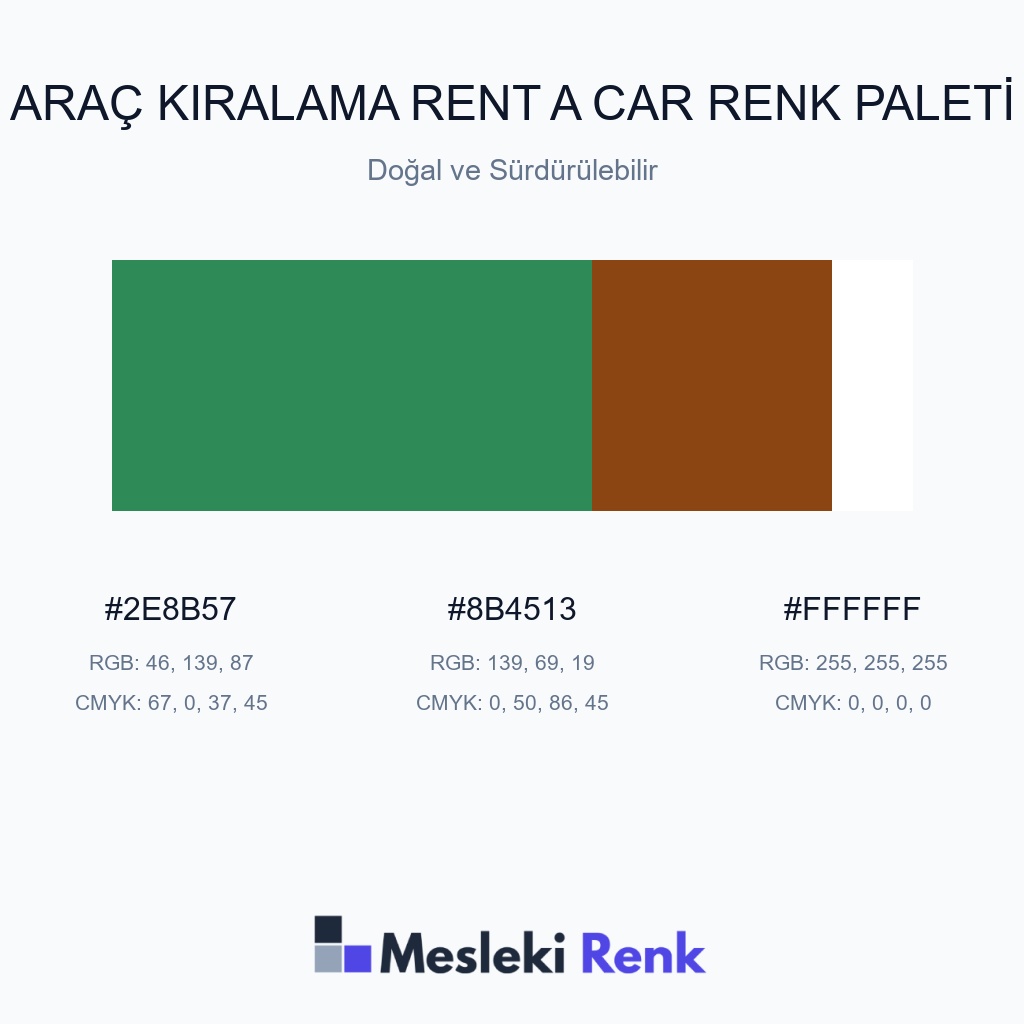 Araç Kiralama Rent A Car Doğal ve Sürdürülebilir Renk Paleti