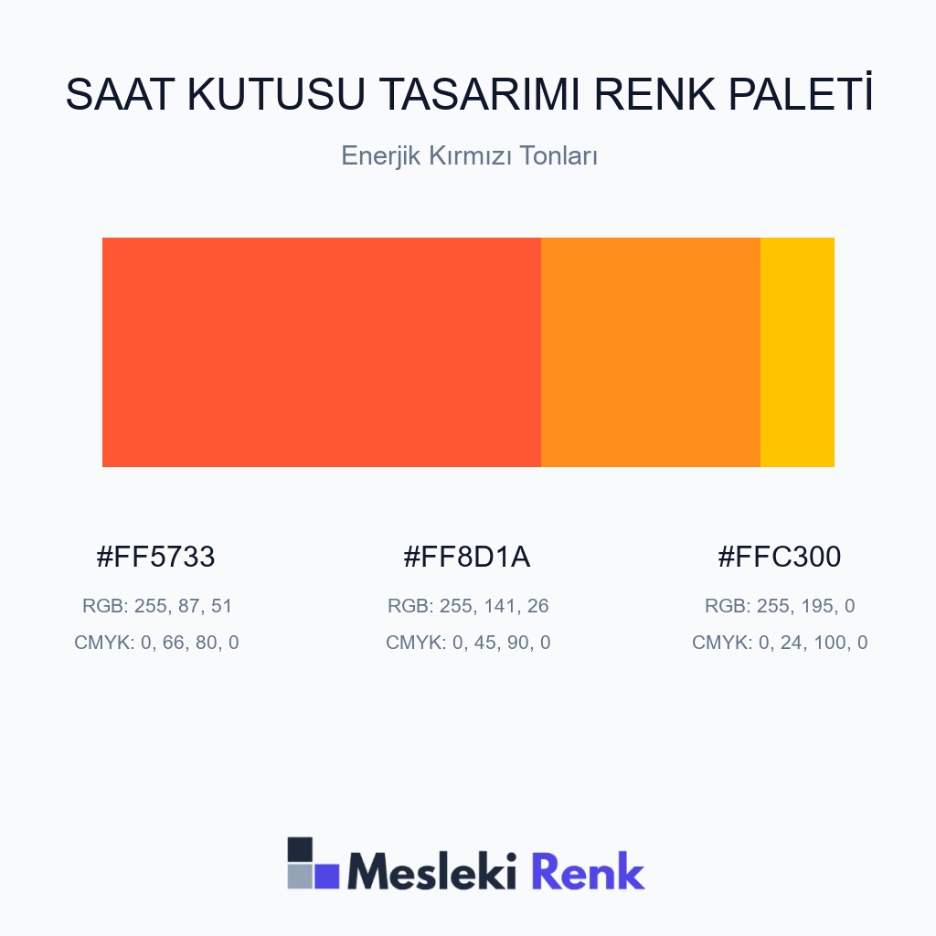 Saat Kutusu Tasarımı Enerjik Kırmızı Tonları Renk Paleti
