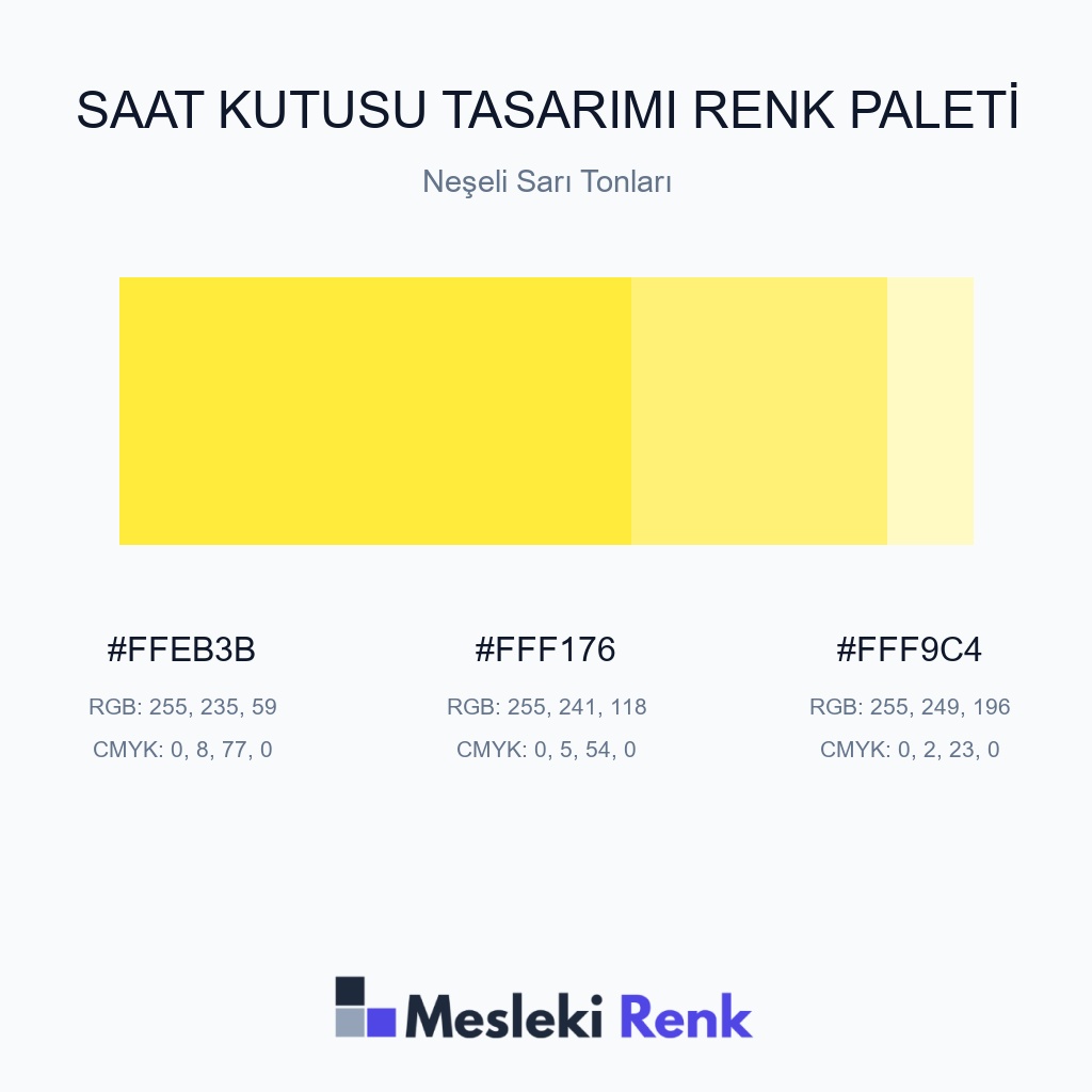 Saat Kutusu Tasarımı Neşeli Sarı Tonları Renk Paleti