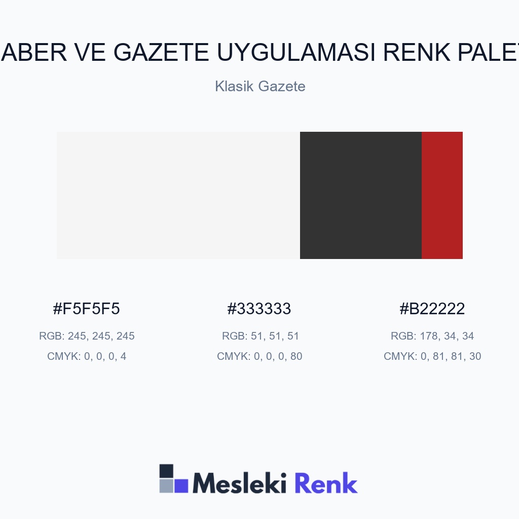 Haber ve Gazete Uygulaması Klasik Gazete Renk Paleti