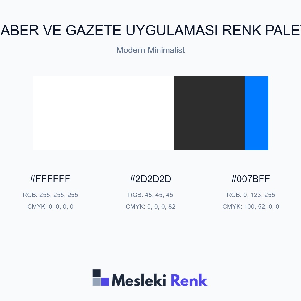 Haber ve Gazete Uygulaması Modern Minimalist Renk Paleti
