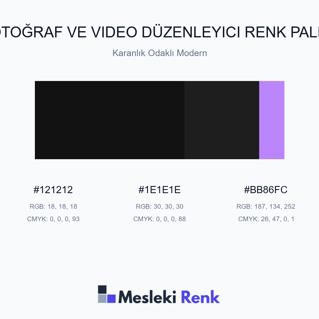 Fotoğraf ve Video Düzenleyici Karanlık Odaklı Modern Renk Paleti