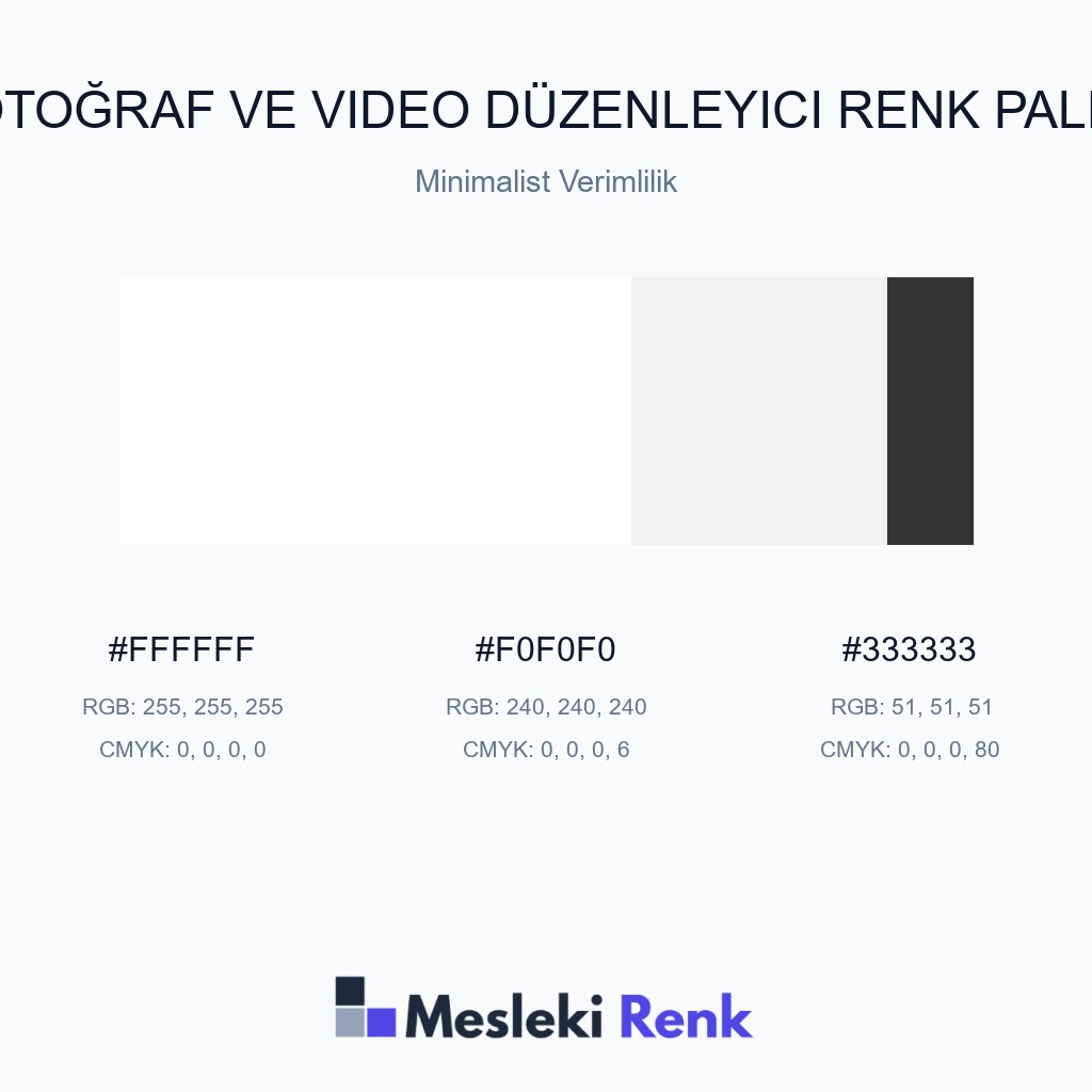 Fotoğraf ve Video Düzenleyici Minimalist Verimlilik Renk Paleti