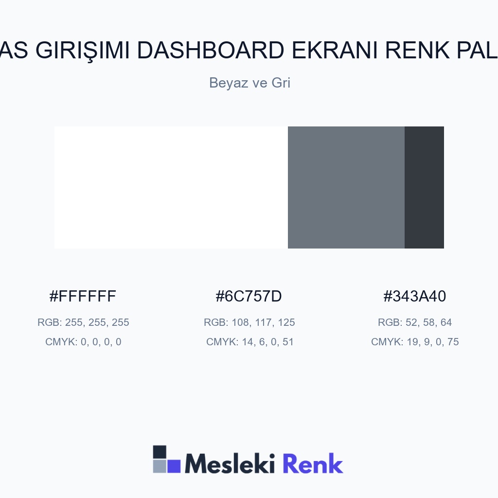 SaaS Girişimi Dashboard Ekranı Beyaz ve Gri Renk Paleti