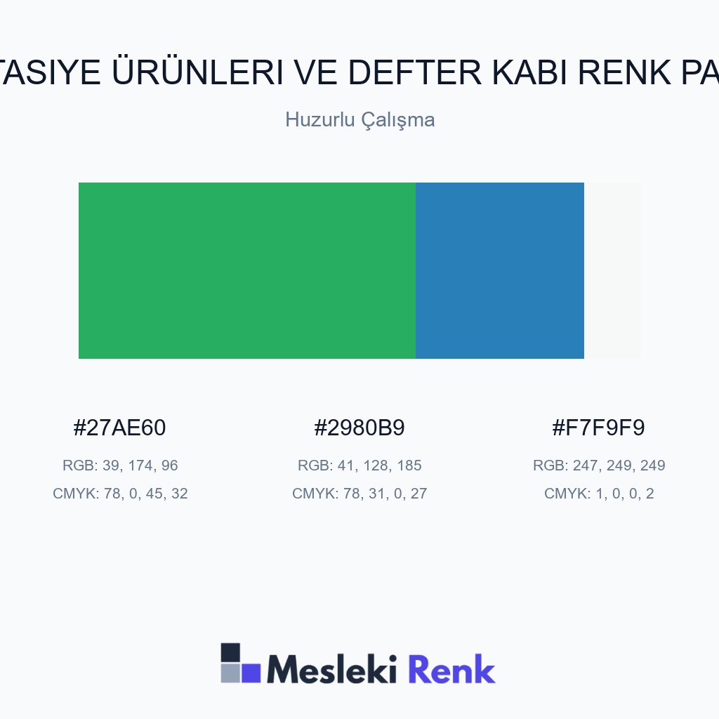Kırtasiye Ürünleri ve Defter Kabı Huzurlu Çalışma Renk Paleti