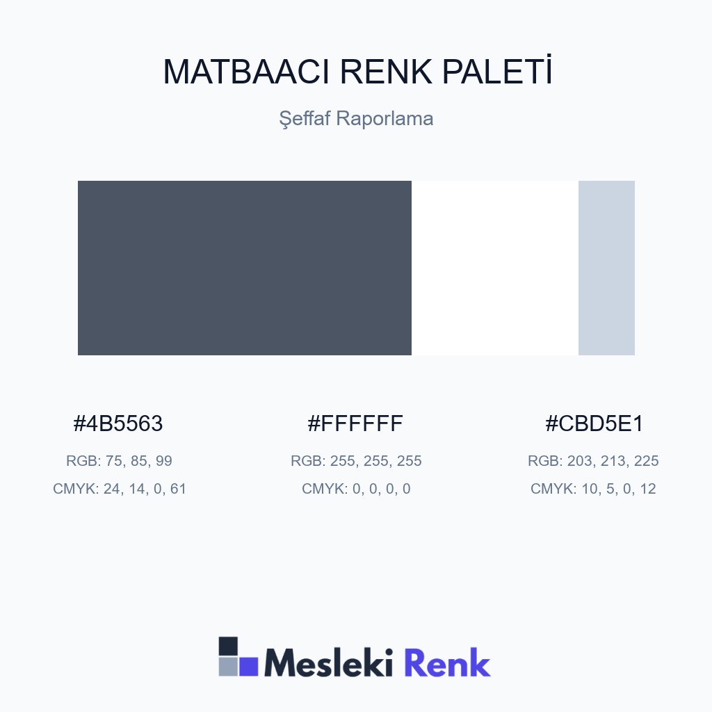 Matbaacı Şeffaf Raporlama Renk Paleti