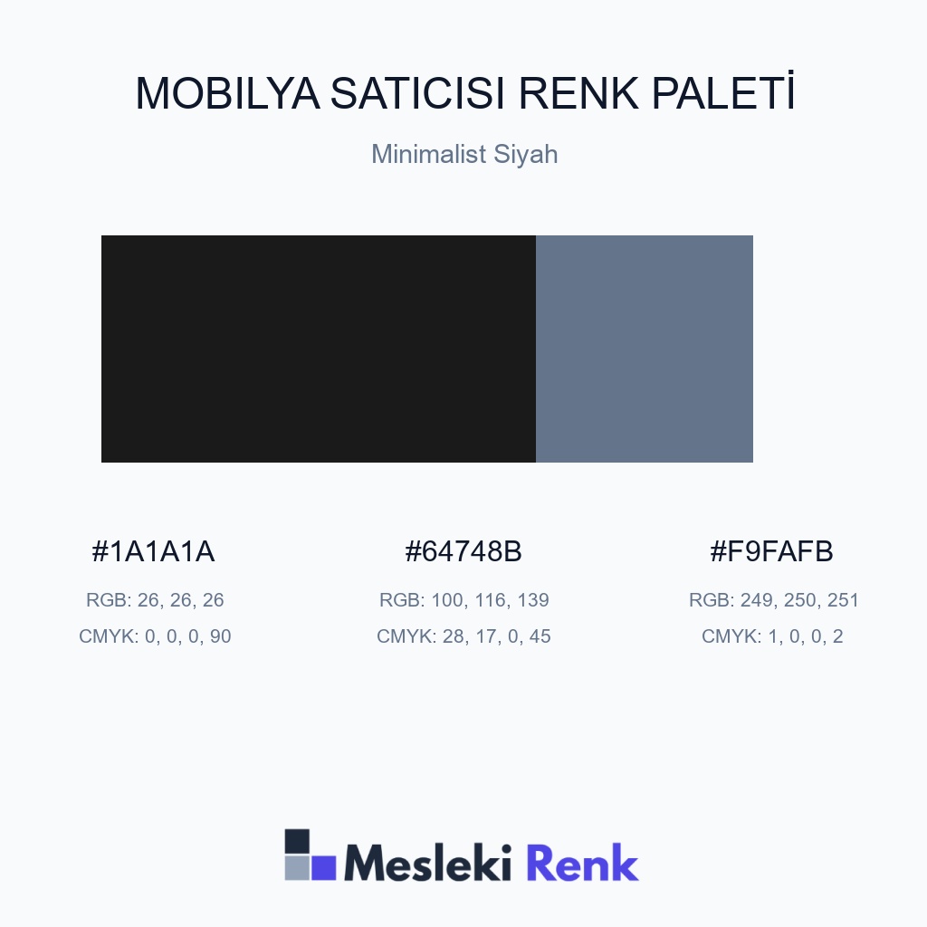 Mobilya Satıcısı Minimalist Siyah Renk Paleti