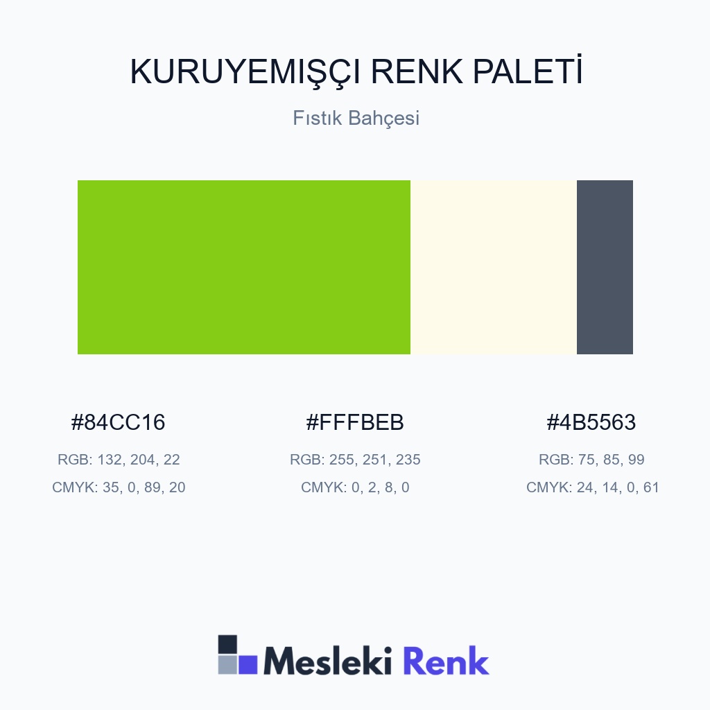 Kuruyemişçi Fıstık Bahçesi Renk Paleti