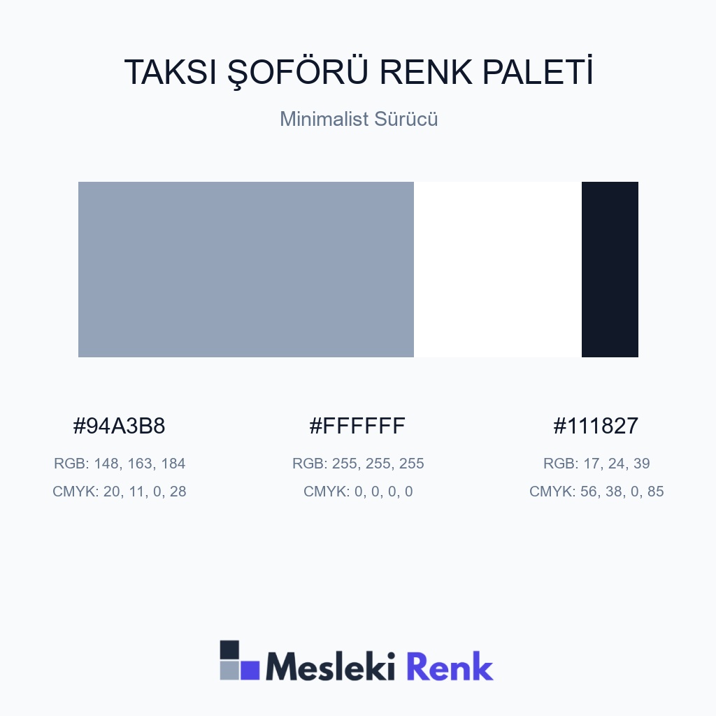 Taksi Şoförü Minimalist Sürücü Renk Paleti