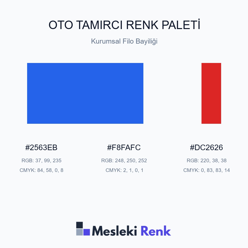 Oto Tamirci Kurumsal Filo Bayiliği Renk Paleti