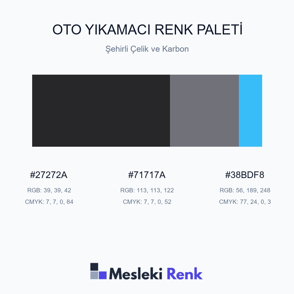 Oto Yıkamacı Şehirli Çelik ve Karbon Renk Paleti