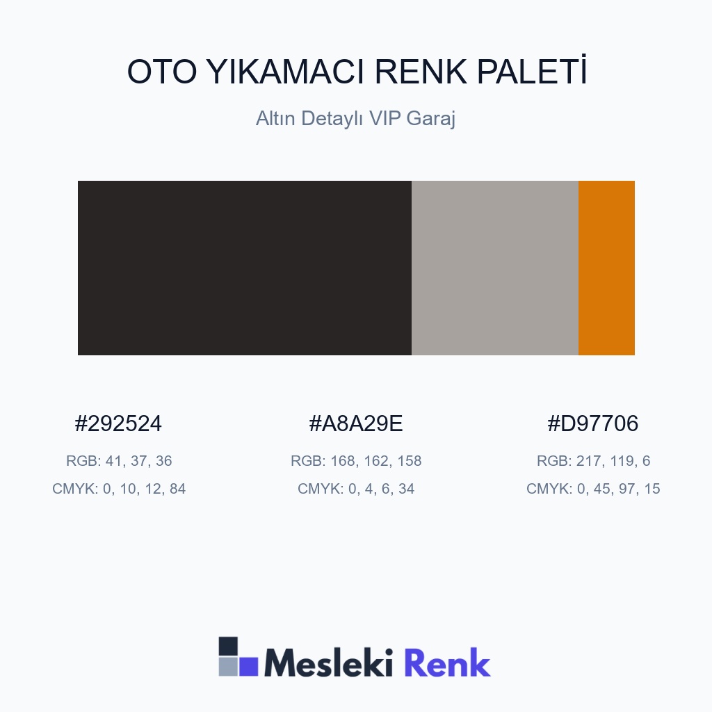 Oto Yıkamacı Altın Detaylı VIP Garaj Renk Paleti