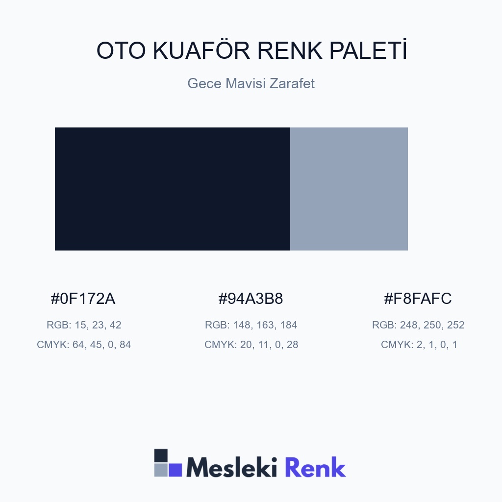 Oto Kuaför Gece Mavisi Zarafet Renk Paleti