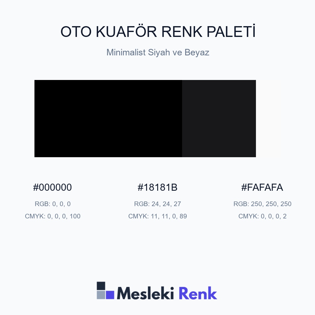 Oto Kuaför Minimalist Siyah ve Beyaz Renk Paleti