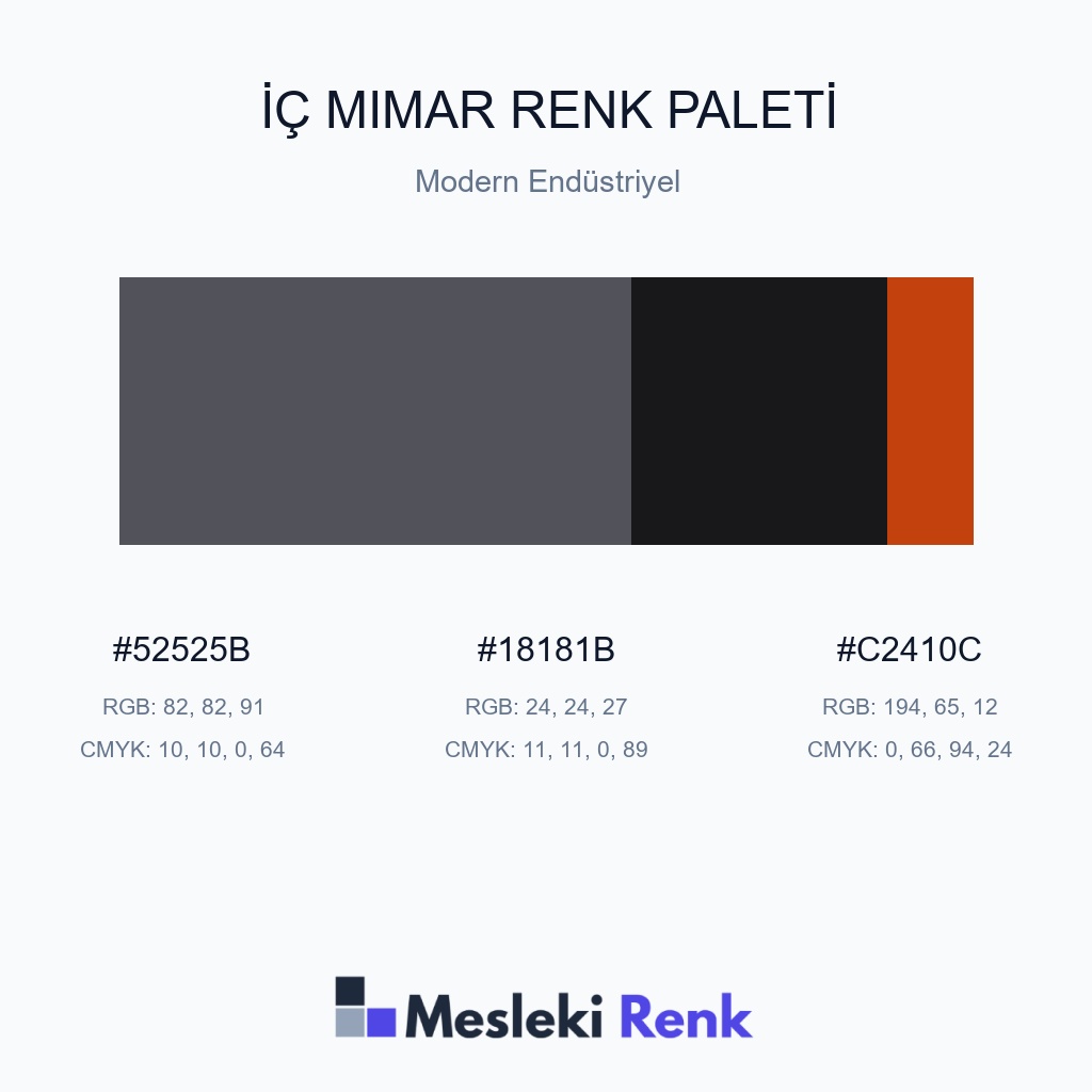 İç Mimar Modern Endüstriyel Renk Paleti