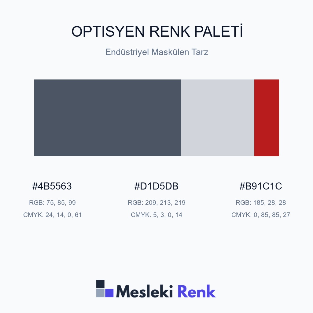 Optisyen Endüstriyel Maskülen Tarz Renk Paleti