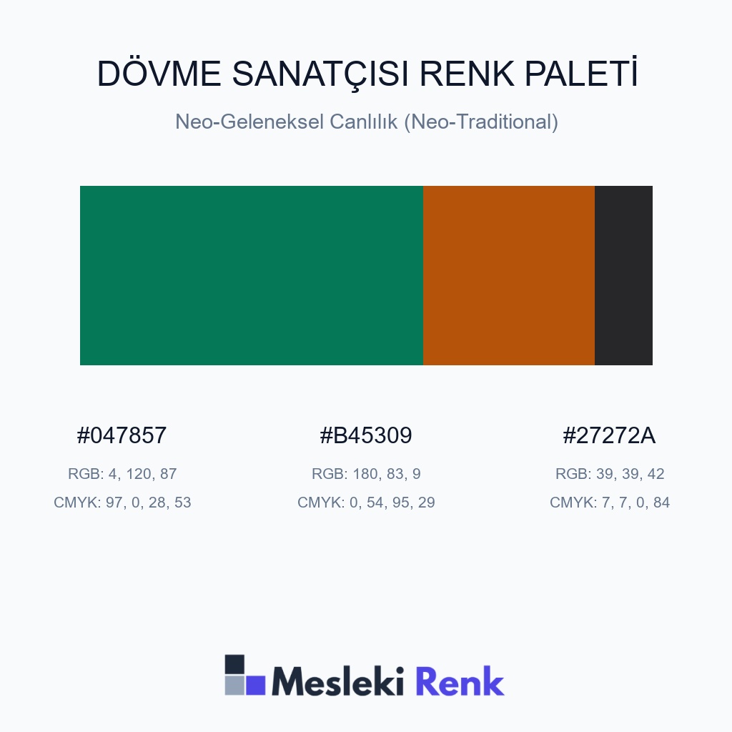 Dövme Sanatçısı Neo-Geleneksel Canlılık (Neo-Traditional) Renk Paleti