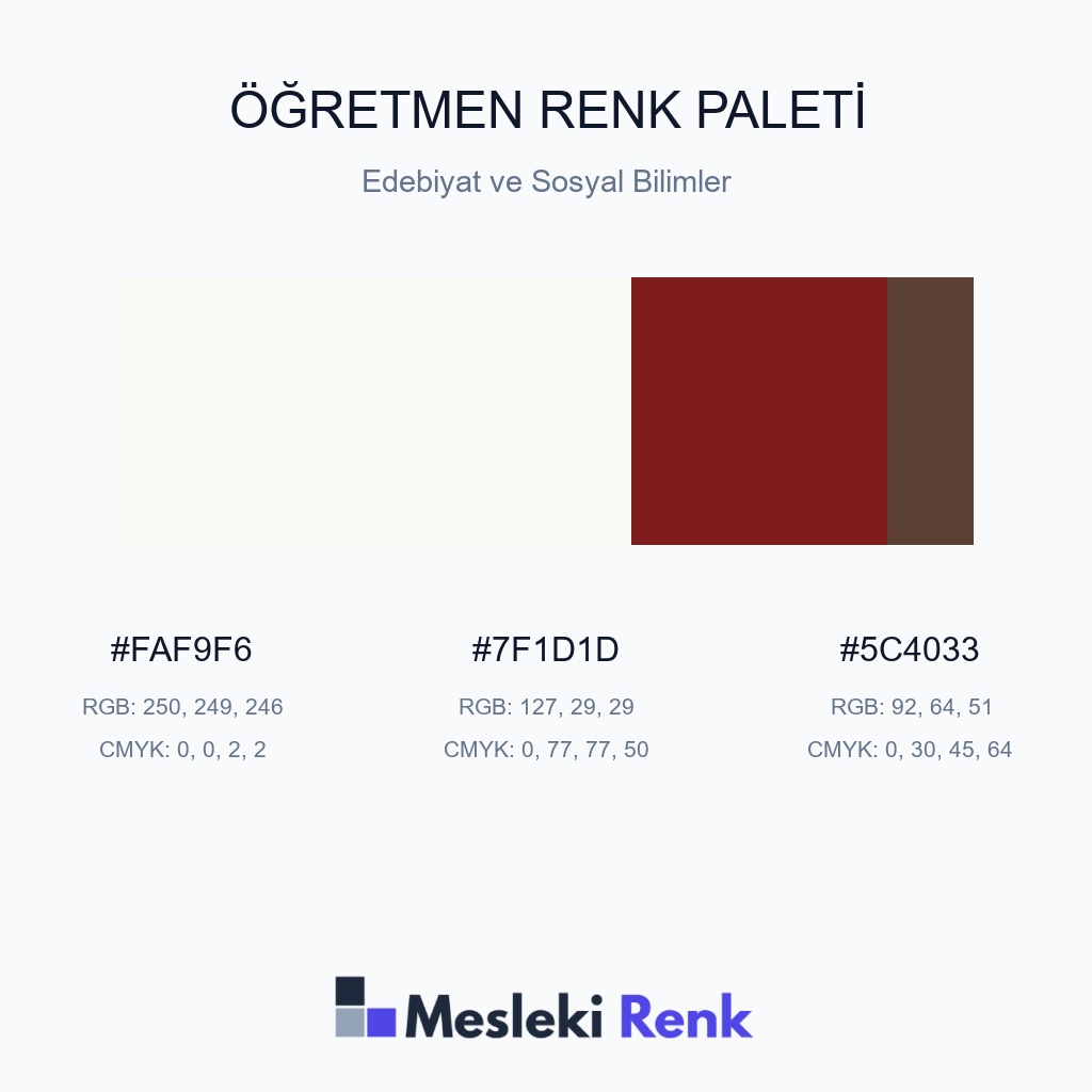 Öğretmen Edebiyat ve Sosyal Bilimler Renk Paleti