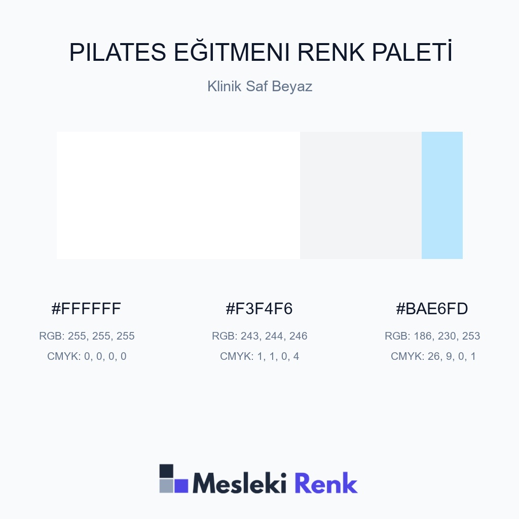 Pilates Eğitmeni Klinik Saf Beyaz Renk Paleti