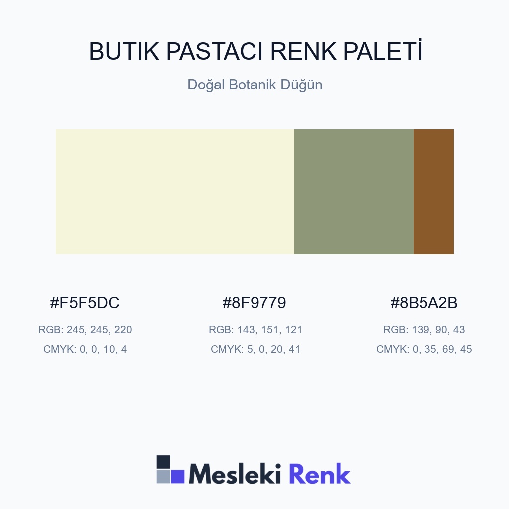 Butik Pastacı Doğal Botanik Düğün Renk Paleti